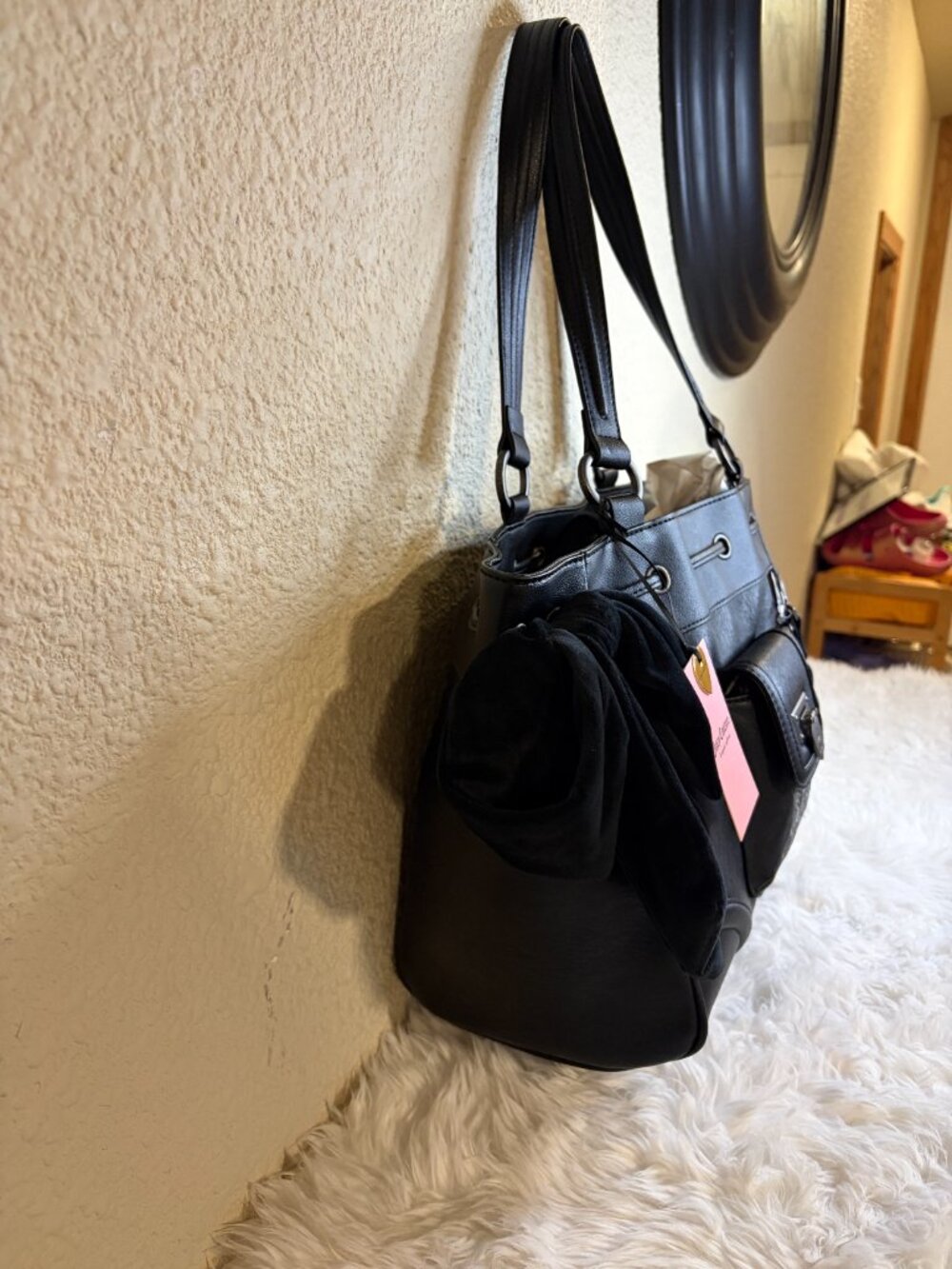 Juicy Couture Royal to Juicy Black Faux Leather Daydreamer Tote Bag NWT - Picture 3 of 8